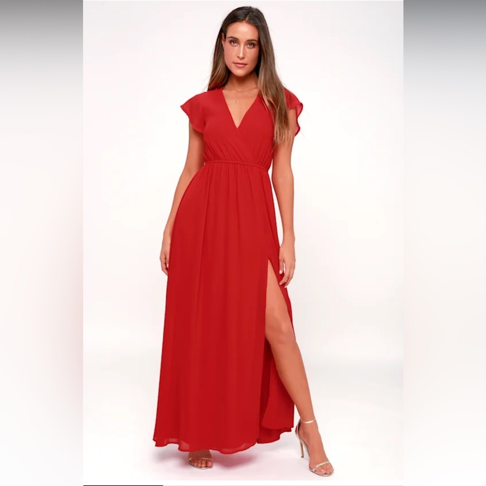 NWT Lulus Lost in the Moment Red Maxi Dress